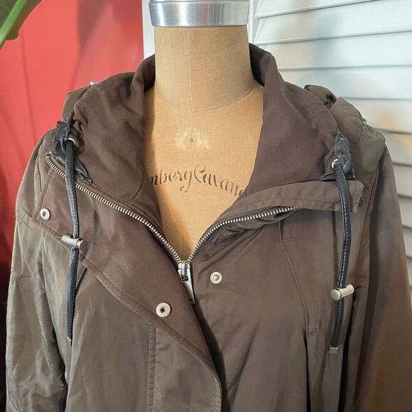 ZARA BASIC | olive green utility jacket with removable hood S - Picture 2 of 16
